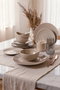 Hermia Set de cena de 12 piezas en cerámica Taupe